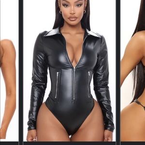 Fashion Nova Leather bodysuit black bodysuit